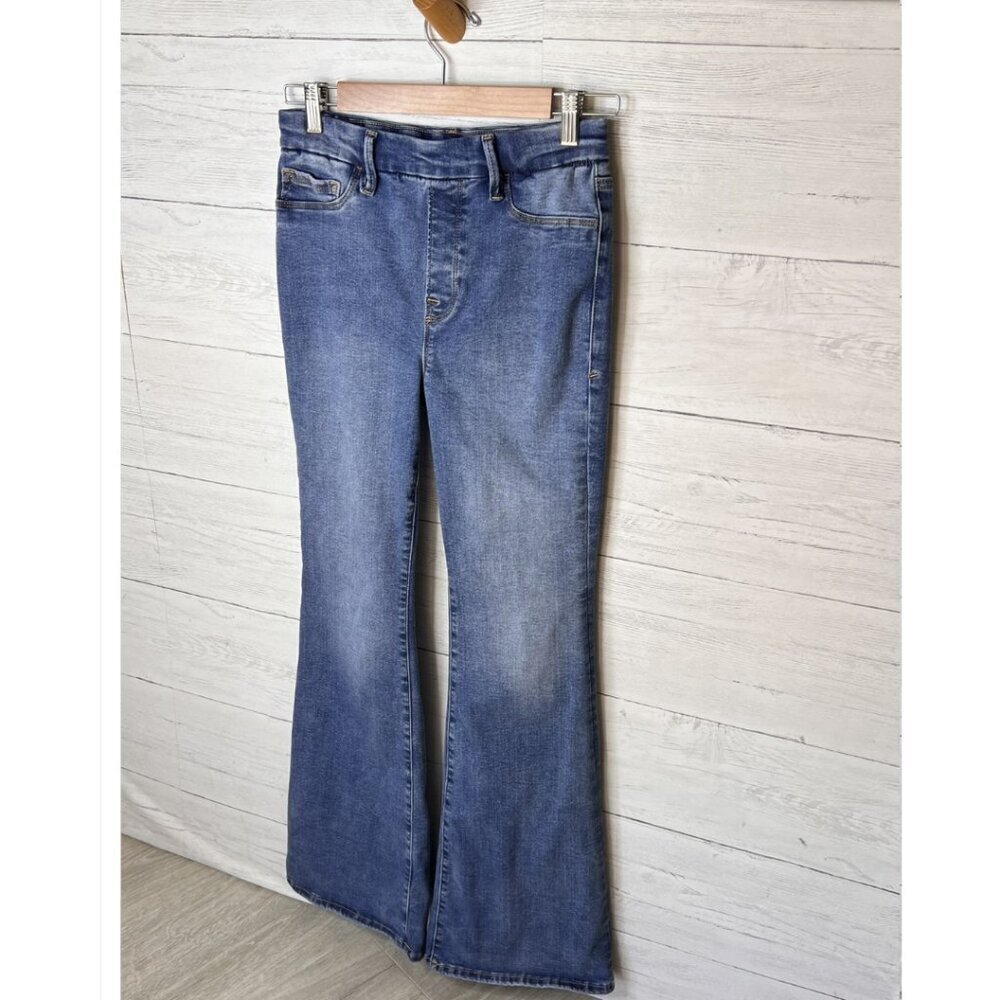 Good American Jeans Womens Size S Power Stretch Pull-On Flare High Rise Comfort - Picture 5 of 16